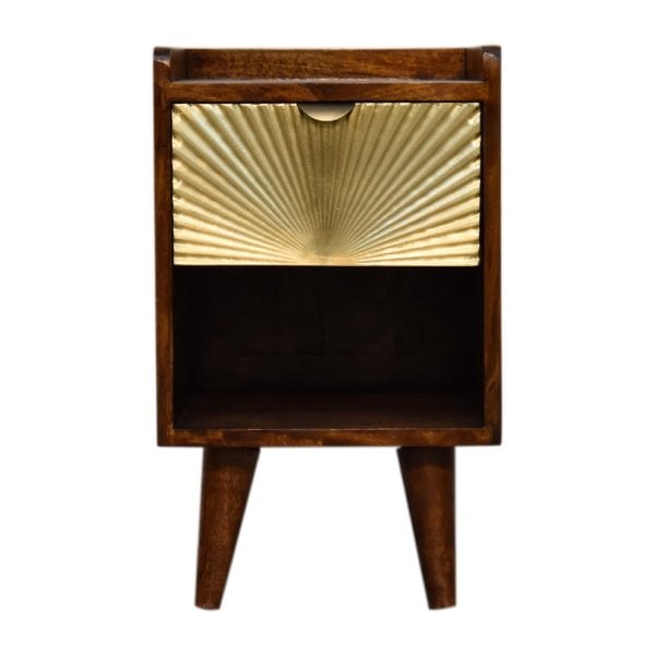 Mini Manila Gold 1 Drawer Bedside | Bed Sava