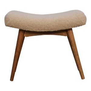 Boucle Cream Curved Bench | Bed Sava