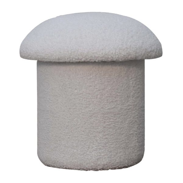 White Boucle Mushroom Footstool | Bed Sava