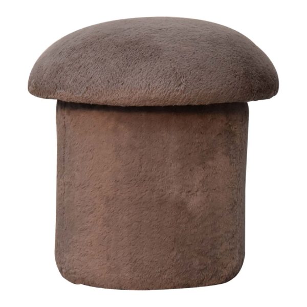 Mocha Faux Fur Mushroom Footstool | Bed Sava