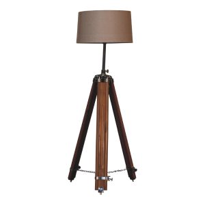 Chrome x Wood Teak Floor Lamp | Bed Sava