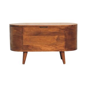 Chestnut Rounded Lid up Blanket Box | Bed Sava