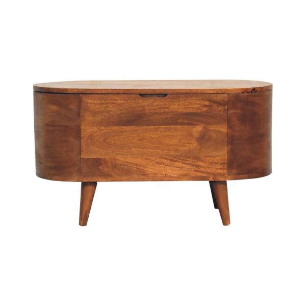 Chestnut Rounded Lid up Blanket Box | Bed Sava