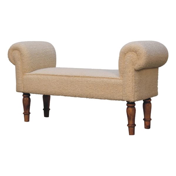 Boucle Cream Bench | Bed Sava