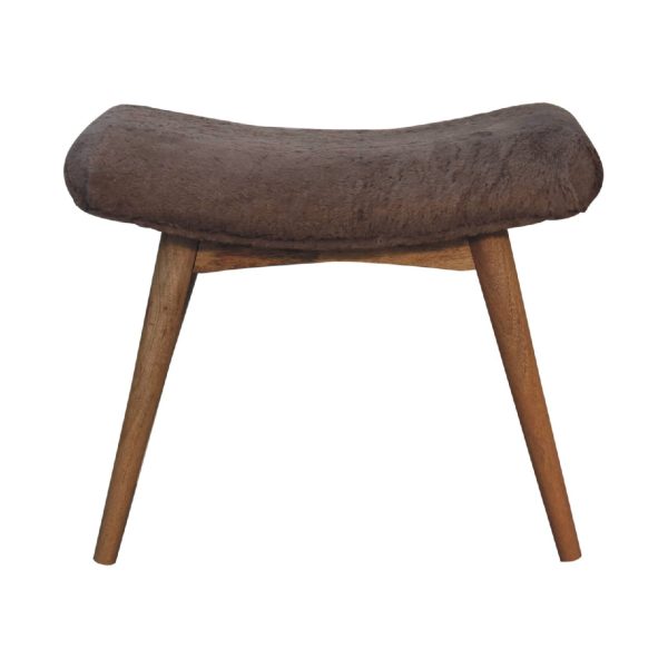 Mocha Faux Fur Curved Bench | Bed Sava