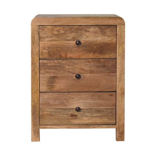 Aspen Oak ish 3 Drawer Bedside | Bed Sava