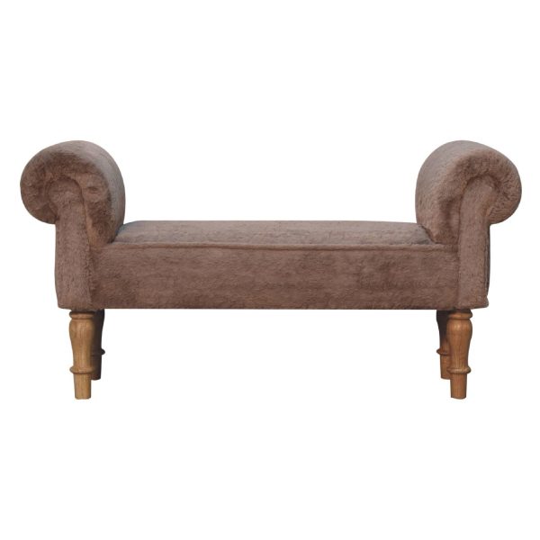 Mocha Faux Fur Bedroom Bench | Bed Sava