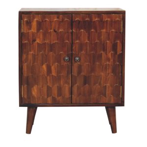 Chestnut Pineapple Carved Cabinet | Bed Sava