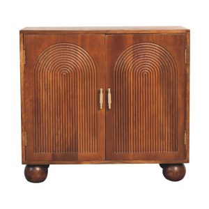 Chestnut Carved Ball Cabinet | Bed Sava
