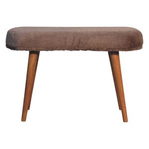 Mocha Faux Fur Fabric Bench | Bed Sava