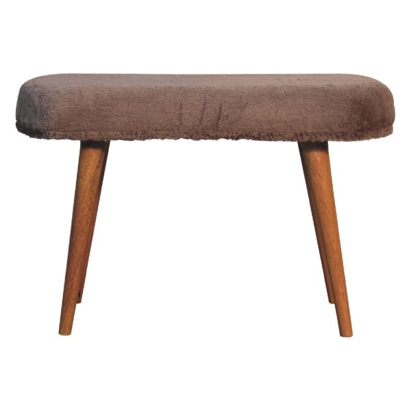Mocha Faux Fur Fabric Bench | Bed Sava