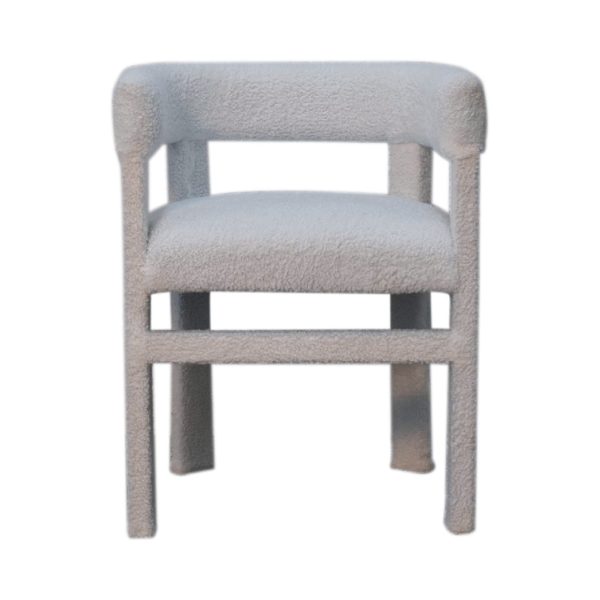 White Boucle Occasional Chair | Bed Sava