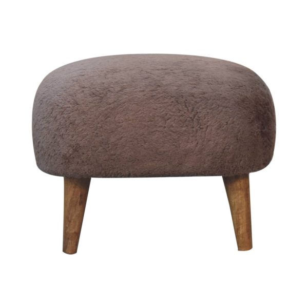 Mocha Faux Fur Square Stool | Bed Sava