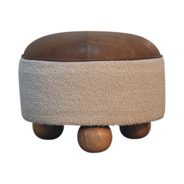 Cream Boucle Buffalo Footstool | Bed Sava