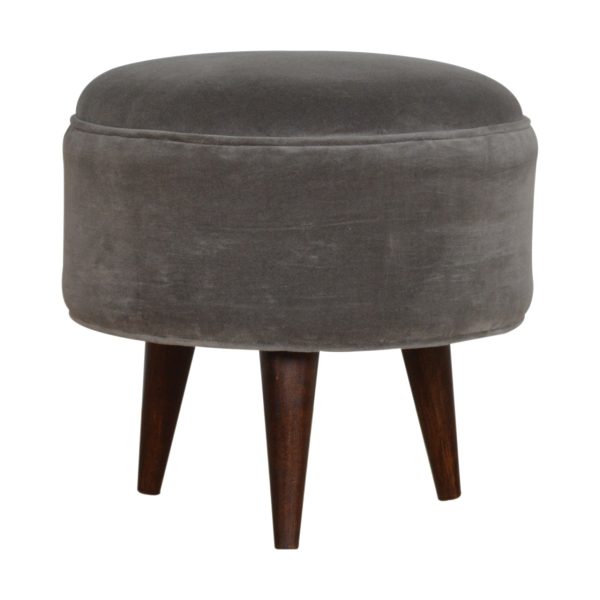 Grey Velvet Nordic Style Footstool | Bed Sava