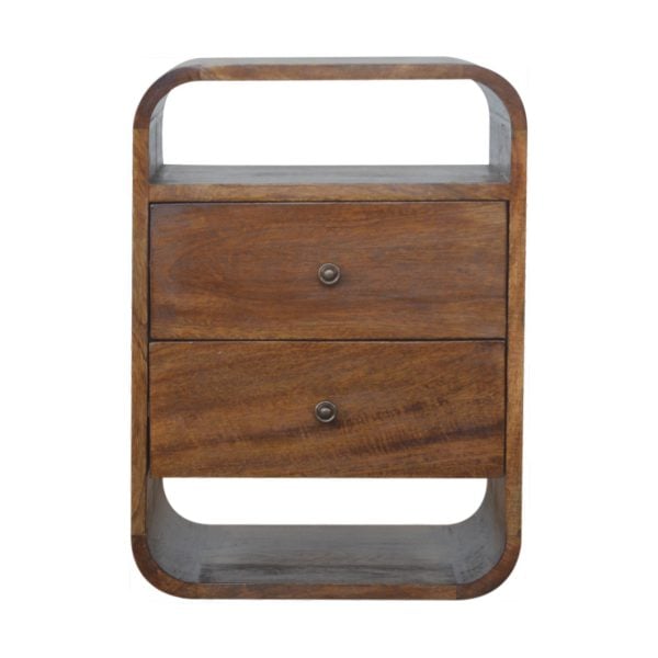Chestnut Curve 2 Drawer Bedside | Bed Sava