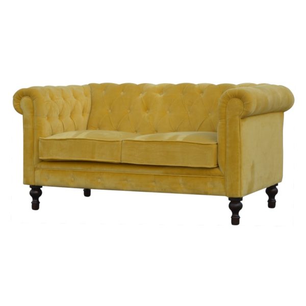 Mustard Velvet Chesterfield Sofa | Bed Sava