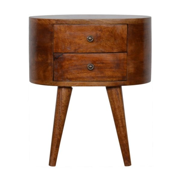 Chestnut Rounded Bedside Tables | Bed Sava