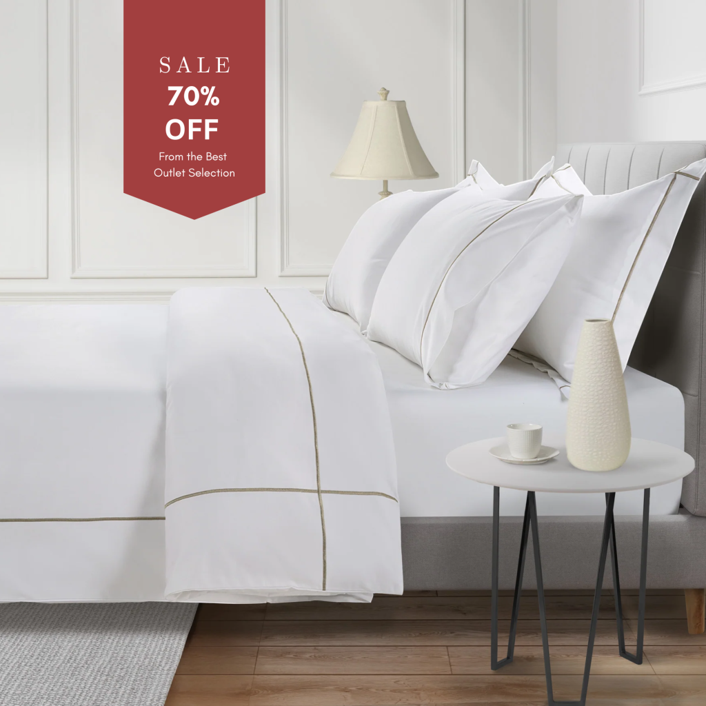 800 Thread Count Egyptian Cotton Kensington Lux Buttery Smooth Duvet Cover - Simply Taupe (OS), King / White with Taupe