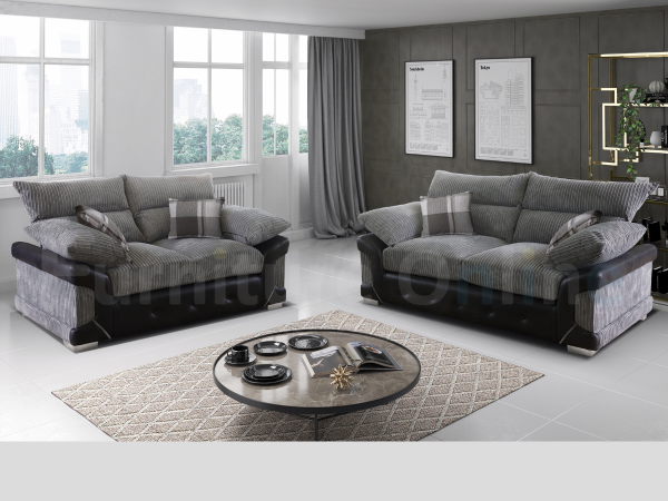 Logan 3+2 Sofa Set Black Grey | Bed Sava