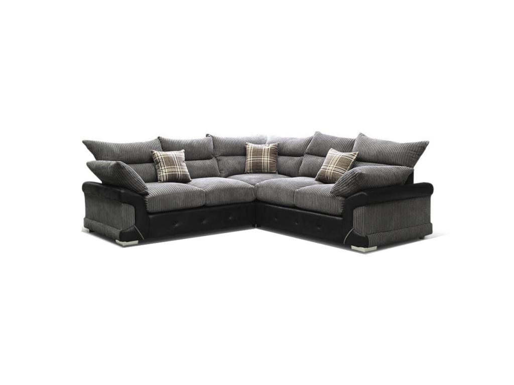 Logan Double Corner Sofa Full Back Grey-Black