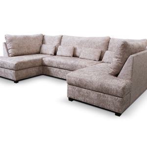 Meridian U Shape Corner Sofa Bed with Storage in Truffle Alaska Chenille | Bed Sava