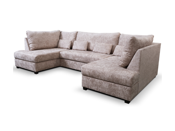 Meridian U Shape Corner Sofa Bed with Storage in Truffle Alaska Chenille | Bed Sava