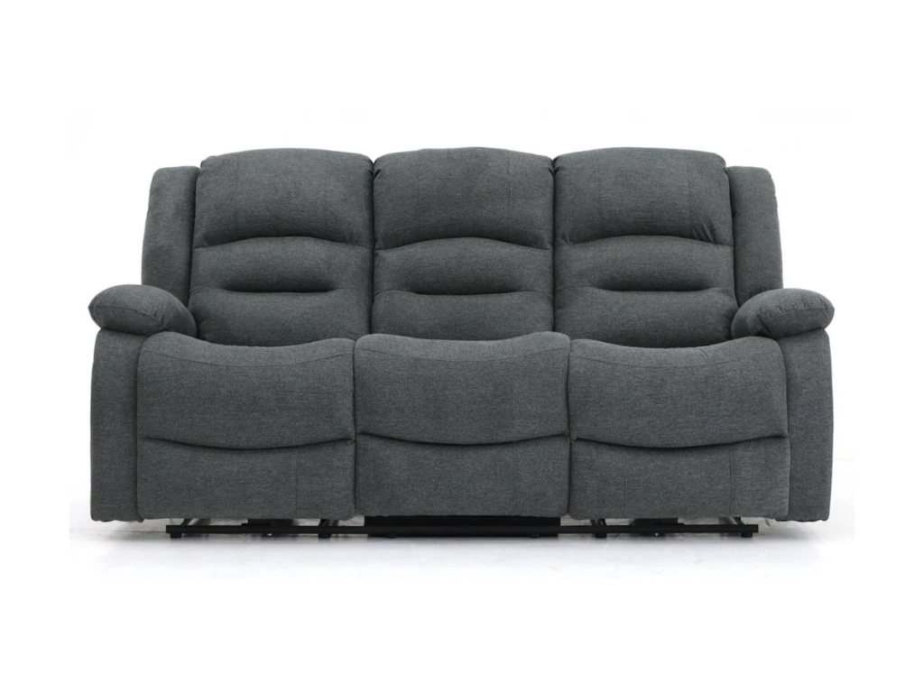 Naples 3 Seater Electric Recliner Sofa Grey Chenille Fabric