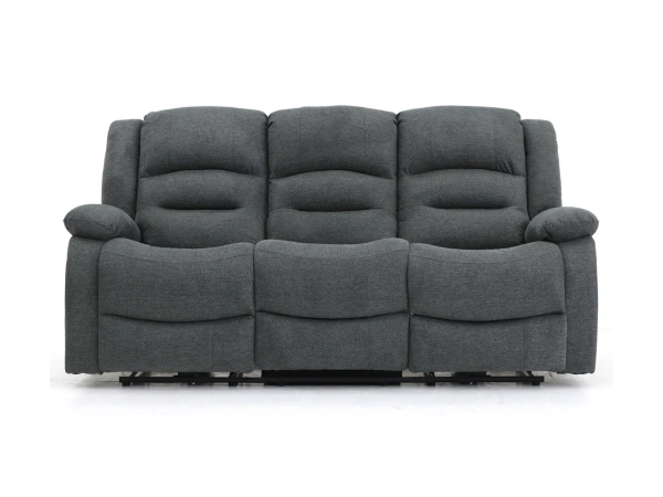 Naples 3 Seater Electric Recliner Sofa Grey Chenille Fabric | Bed Sava