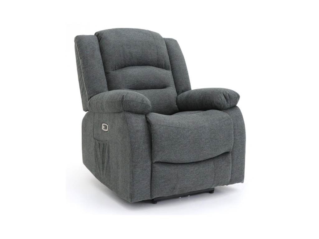 Naples Electric Recliner Chair Grey Chenille Fabric