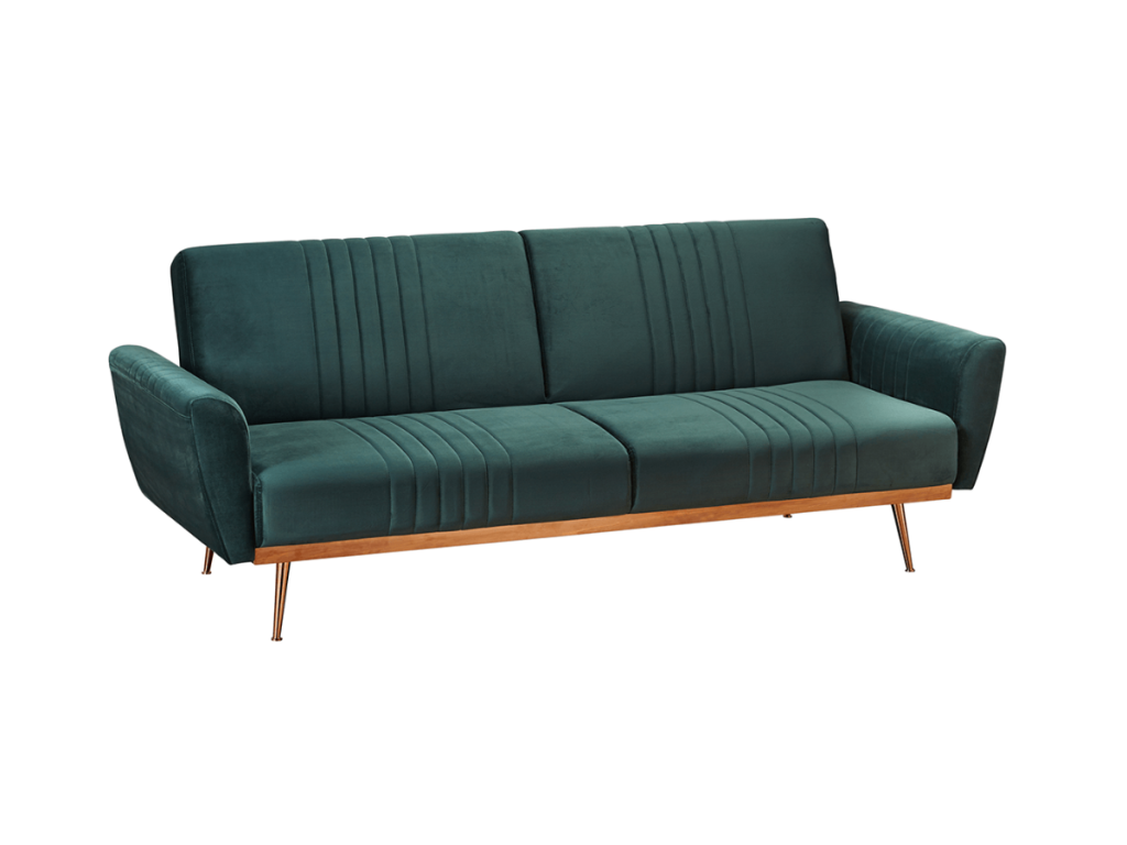 Nico Sofa Bed Grey and Green Plush Velvet