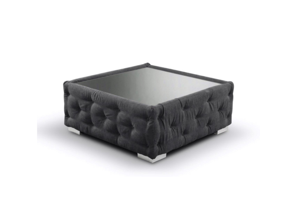 Olivia Luxury Large Footstool With Glass Top Black