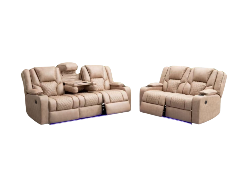 Orlando Electric Recliner Sofa Set 3+2 Mocha Aire Leather