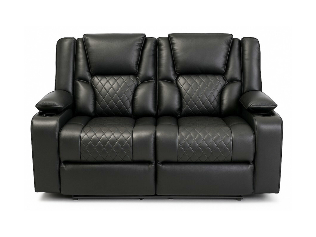 Orlando 2 Seater Electric Recliner Sofa Black Aire Leather
