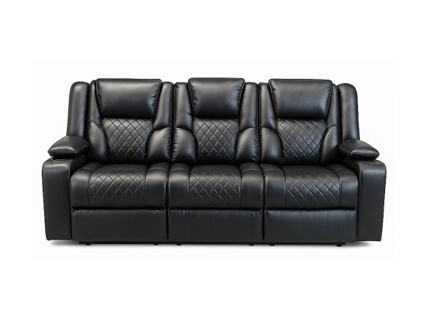 Orlando 3 Seater Electric Recliner Sofa Black Aire Leather | Bed Sava