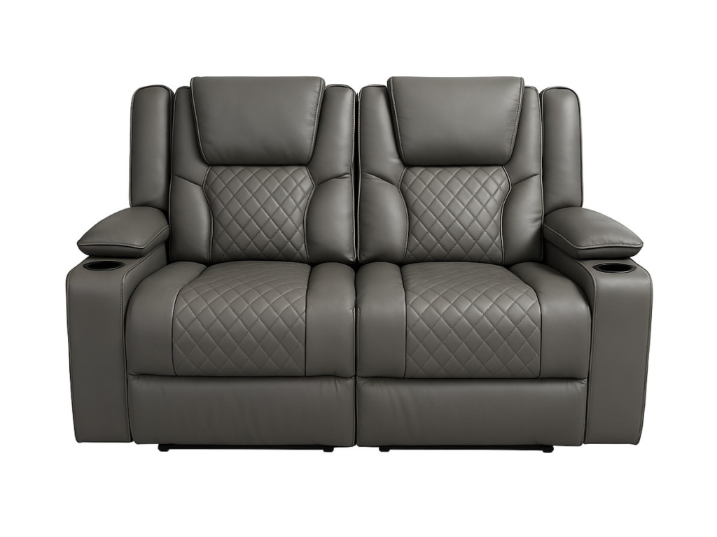 Orlando 2 Seater Electric Recliner Sofa Grey Aire Leather