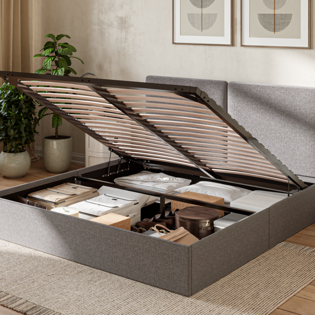 Emma Ottoman Bed Super King  180 x 200cm  Light Grey | Bed Sava
