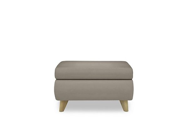 Malmo BV Leather Coffee Table Storage Footstool  BV Taupe | Bed Sava