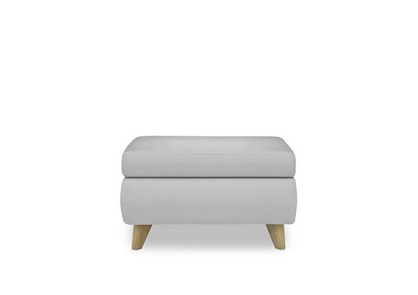Malmo NC Leather Coffee Table Storage Footstool  Grey | Bed Sava
