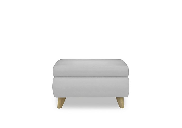Malmo NC Leather Coffee Table Storage Footstool - Grey