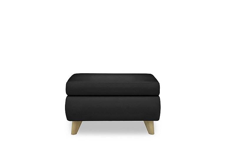 Malmo NC Leather Coffee Table Storage Footstool - Black