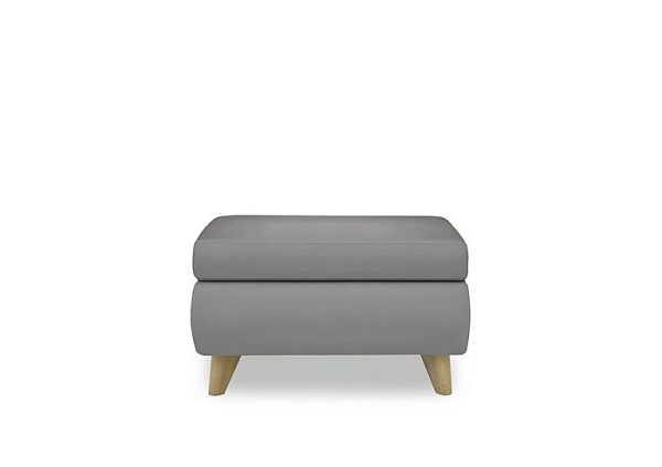 Malmo NC Leather Coffee Table Storage Footstool  Sleet | Bed Sava