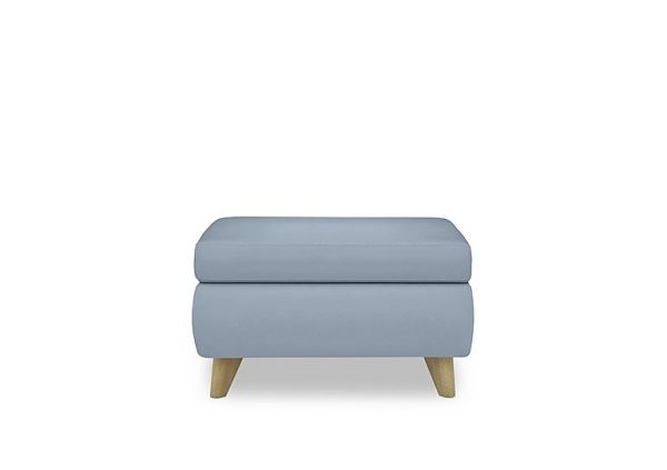 Malmo NC Leather Coffee Table Storage Footstool  Pearl Blue | Bed Sava