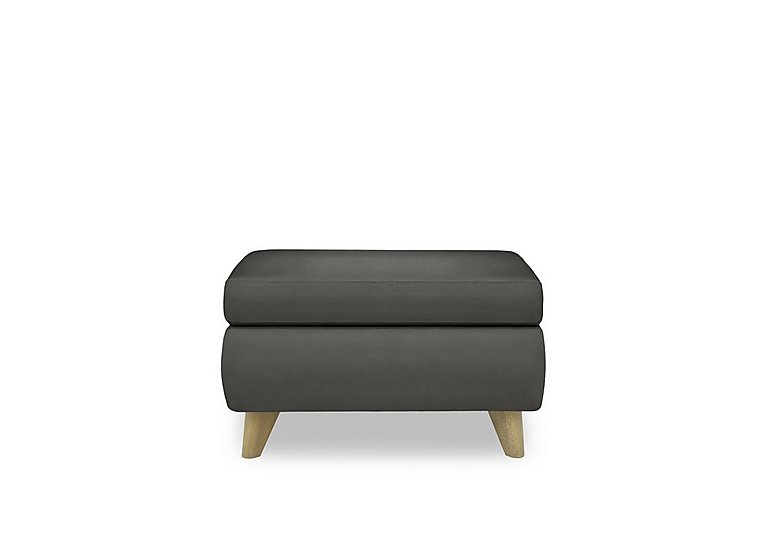 Malmo NC Leather Coffee Table Storage Footstool - Charcoal Grey