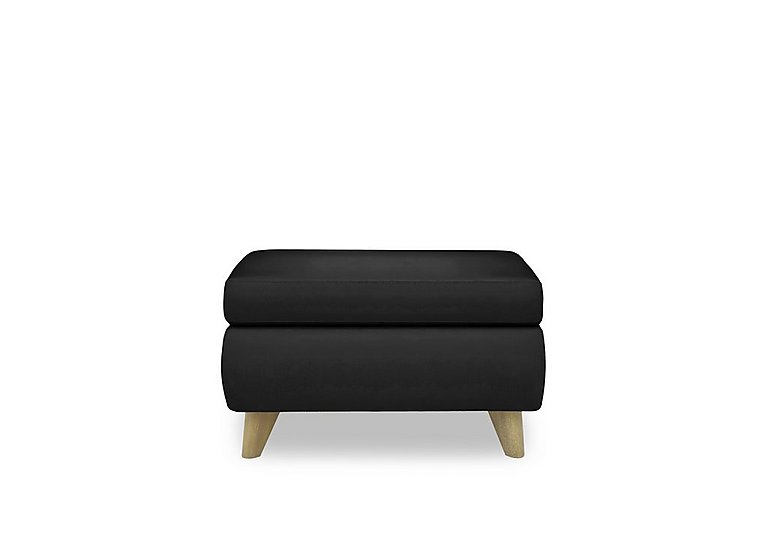 Malmo Leather Coffee Table Storage Footstool - Black