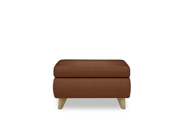 Malmo Leather Coffee Table Storage Footstool  Warm Brown | Bed Sava