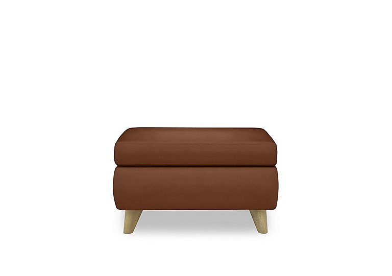 Malmo Leather Coffee Table Storage Footstool - Warm Brown