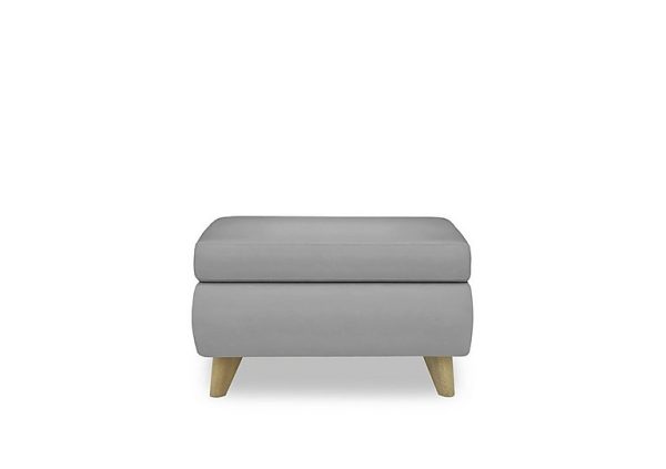Malmo Leather Coffee Table Storage Footstool  Light Grey | Bed Sava