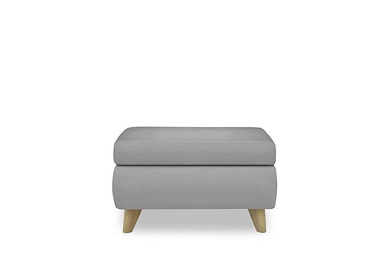 Malmo Leather Coffee Table Storage Footstool - Light Grey