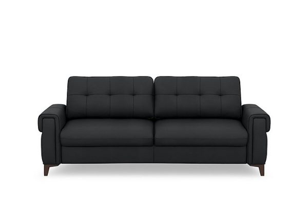 Zoom Leather 3 Seater Sofa Bed  Natural Black Mica | Bed Sava
